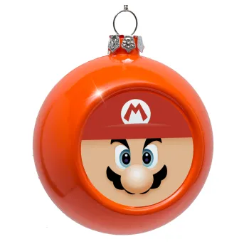 Super mario flat, Στολίδι Χριστουγεννιάτικη μπάλα δένδρου Πορτοκαλί 8cm