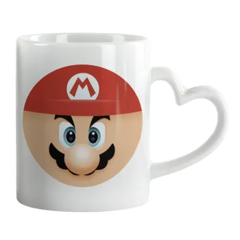 Super mario flat, Mug heart handle, ceramic, 330ml