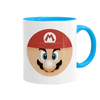 Super mario flat, Mug colored light blue, ceramic, 330ml