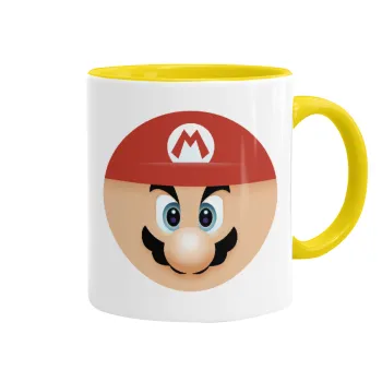 Super mario flat, Κούπα χρωματιστή κίτρινη, κεραμική, 330ml