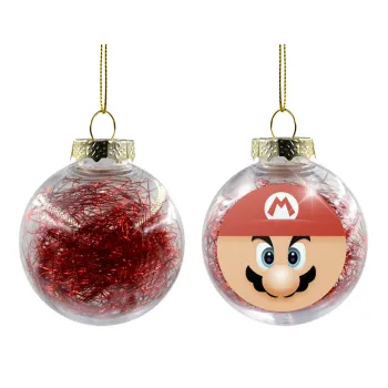 Super mario flat, Transparent Christmas tree ball ornament with red filling 8cm