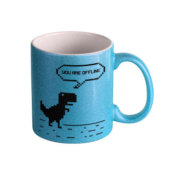 You are offline dinosaur, Κούπα Σιέλ Glitter που γυαλίζει, κεραμική, 330ml