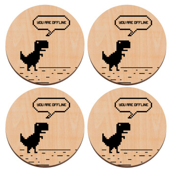 You are offline dinosaur, ΣΕΤ x4 Σουβέρ ξύλινα στρογγυλά plywood (9cm)