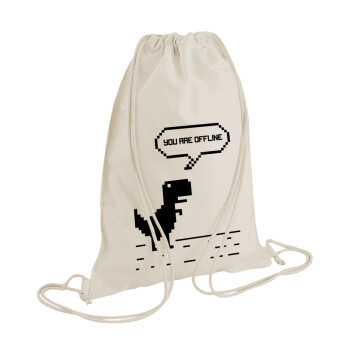 You are offline dinosaur, Τσάντα πλάτης πουγκί GYMBAG natural (28x40cm)