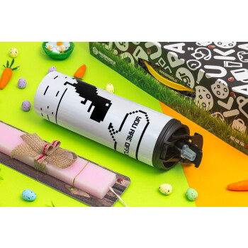 You are offline dinosaur, Easter candle,Travel Tumbler 2 Lids, with metal straw & cleaning brush & aromatic flat candle (30cm) (PINK)