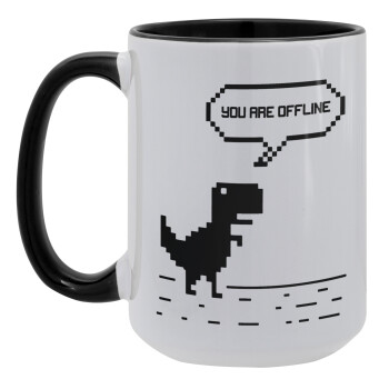 You are offline dinosaur, Κούπα Mega 15oz, κεραμική Μαύρη, 450ml