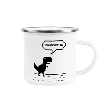 You are offline dinosaur, Metallic enamel cup white 360ml