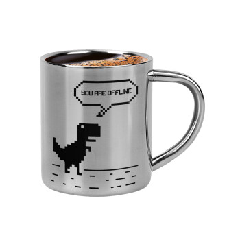 You are offline dinosaur, Double-wall metal cup for espresso (220ml)