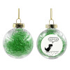 Transparent Christmas tree ball ornament with green filling 8cm