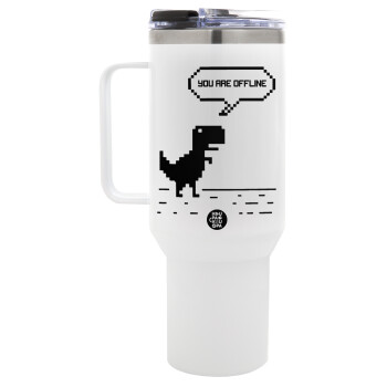 You are offline dinosaur, Mega Stainless steel Tumbler with lid, double wall 1,2L
