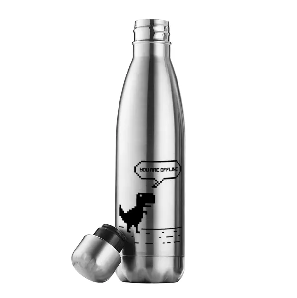You are offline dinosaur — Μεταλλικό παγούρι θερμός Inox (Stainless steel), διπλού τοιχώματος, 500ml
