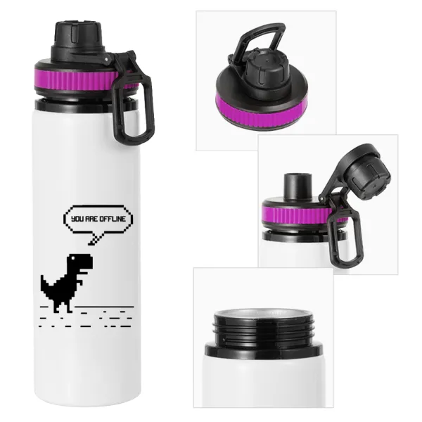 You are offline dinosaur — Metallic water bottle with safety lid, 850ml aluminum