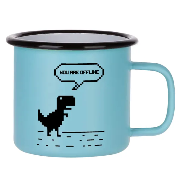 You are offline dinosaur — Κούπα Μεταλλική εμαγιέ ΜΑΤ σιέλ 360ml