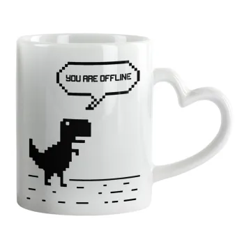 You are offline dinosaur, Mug heart handle, ceramic, 330ml
