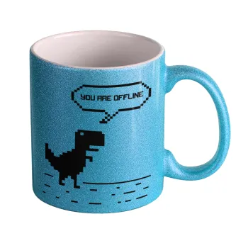 You are offline dinosaur, Κούπα Σιέλ Glitter που γυαλίζει, κεραμική, 330ml