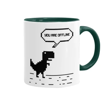 You are offline dinosaur, Mug colored green, ceramic, 330ml