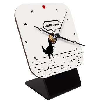 You are offline dinosaur, Quartz Wooden table clock with hands (10cm)