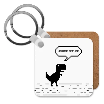 You are offline dinosaur, Μπρελόκ Ξύλινο τετράγωνο MDF