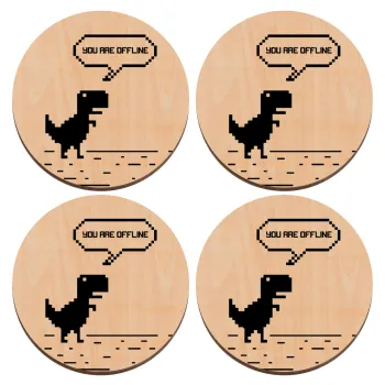 You are offline dinosaur, ΣΕΤ x4 Σουβέρ ξύλινα στρογγυλά plywood (9cm)