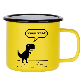 You are offline dinosaur, Metallic enamel MATT Yellow cup 360ml