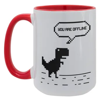 You are offline dinosaur, Κούπα Mega 15oz, κεραμική Κόκκινη, 450ml