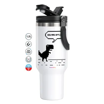 You are offline dinosaur, Mega Stainless steel Tumbler with lid, double wall 1,2L