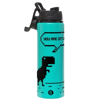 You are offline dinosaur, Μεταλλικό παγούρι νερού με καπάκι ασφαλείας, αλουμινίου 850ml