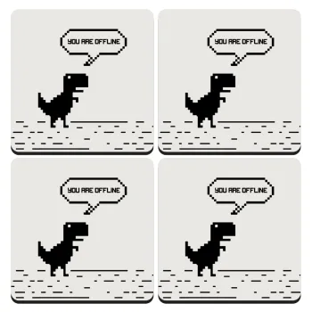 You are offline dinosaur, ΣΕΤ 4 Σουβέρ ξύλινα τετράγωνα (9cm)