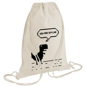 You are offline dinosaur, Τσάντα πλάτης πουγκί GYMBAG natural (28x40cm)