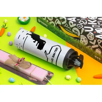 You are offline dinosaur, Easter candle,Travel Tumbler 2 Lids, with metal straw & cleaning brush & aromatic flat candle (30cm) (PINK)