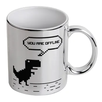 You are offline dinosaur, Mug ceramic, silver mirror, 330ml