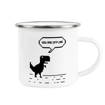 You are offline dinosaur, Κούπα Μεταλλική εμαγιέ λευκη 360ml