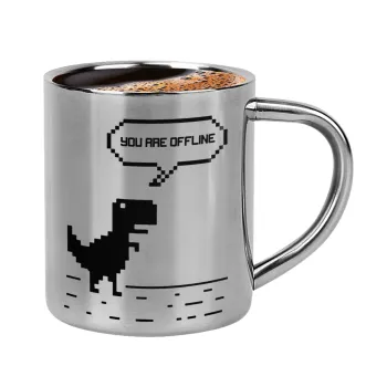 You are offline dinosaur, Double-wall metal cup for espresso (220ml)