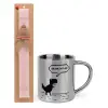 Easter Set, metallic thermal cup (300ml) & aromatic flat Easter candle (30cm) (PINK)
