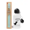 Easter Set, metallic aluminum water bottle (500ml) & scented flat candle (30cm) (TURQUOISE)