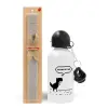 Easter Set, metallic aluminum water bottle (500ml) & aromatic flat Easter candle (30cm) (GRAY)