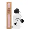 Easter Set, metallic aluminum bottle (500ml) & aromatic flat Easter candle (30cm) (PINK)