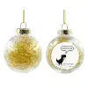 Transparent Christmas tree ball ornament with gold filling 8cm