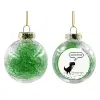 Transparent Christmas tree ball ornament with green filling 8cm