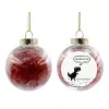 Transparent Christmas tree ball ornament with red filling 8cm