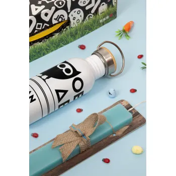 ΟΕΔΒ, Πασχαλινή Λαμπάδα με παγούρι μεταλλικό (620ml, stainless steel) & κερί αρωματικό πλακέ (30cm) (ΤΙΡΚΟΥΑΖ)