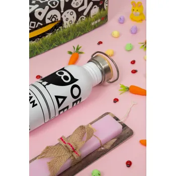 ΟΕΔΒ, Πασχαλινή Λαμπάδα με παγούρι μεταλλικό (620ml, stainless steel) & κερί αρωματικό πλακέ (30cm) (ΡΟΖ)