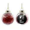 Στολίδι Χριστουγεννιάτικη μπάλα δένδρου διάφανη με κόκκινο γέμισμα 8cm