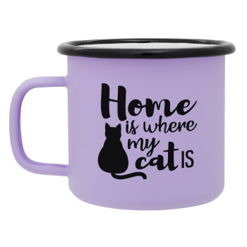 Home is where my cat is!, Κούπα Μεταλλική εμαγιέ ΜΑΤ Light Pastel Purple 360ml