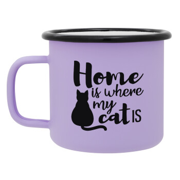 Home is where my cat is!, Κούπα Μεταλλική εμαγιέ ΜΑΤ Light Pastel Purple 360ml