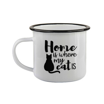 Home is where my cat is!, Κούπα εμαγιέ με μαύρο χείλος 360ml