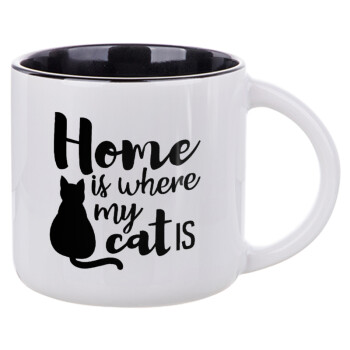 Home is where my cat is!, Κούπα κεραμική 400ml Λευκή/Μαύρη