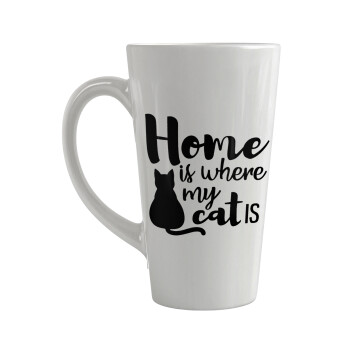 Home is where my cat is!, Κούπα κωνική Latte Μεγάλη, κεραμική, 450ml