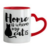 Mug heart red handle, ceramic, 330ml
