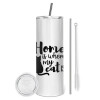 Tumbler stainless steel 600ml, with metal straw & cleaning brush